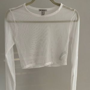 Mesh white crop top
